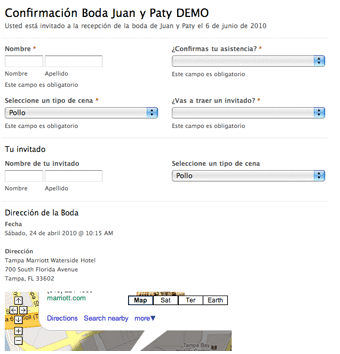 formulario confirmación boda