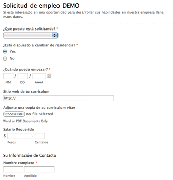 formulario de solicitud de empleo
