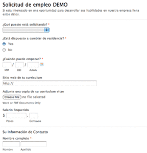 formulario de solicitud de empleo
