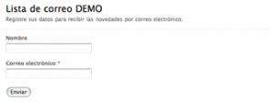 formulario lista de correo