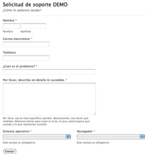 formulario de solicitud de soporte
